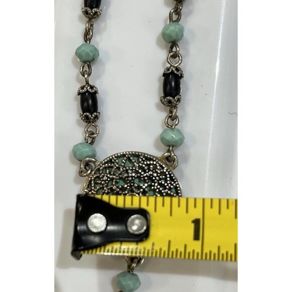 VTG Dark Silver Tone Victorian Revival Rhinestone Fairycore Chocker Necklace - Picture 5 of 6